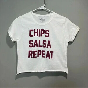Girls Crops Top Chips Salsa Repeat Shirt size Small